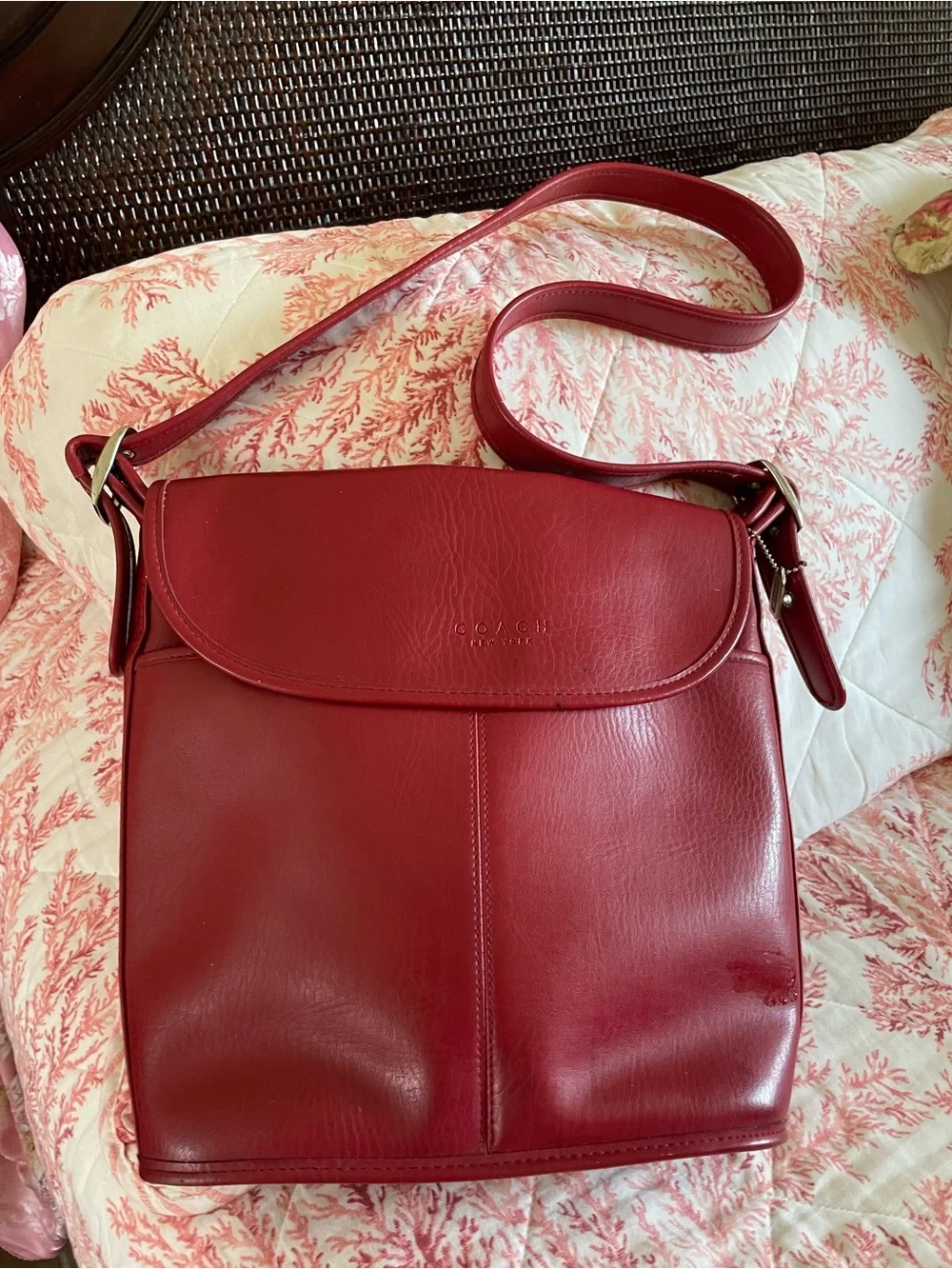 Coach Red Leather Crossbody Satchel